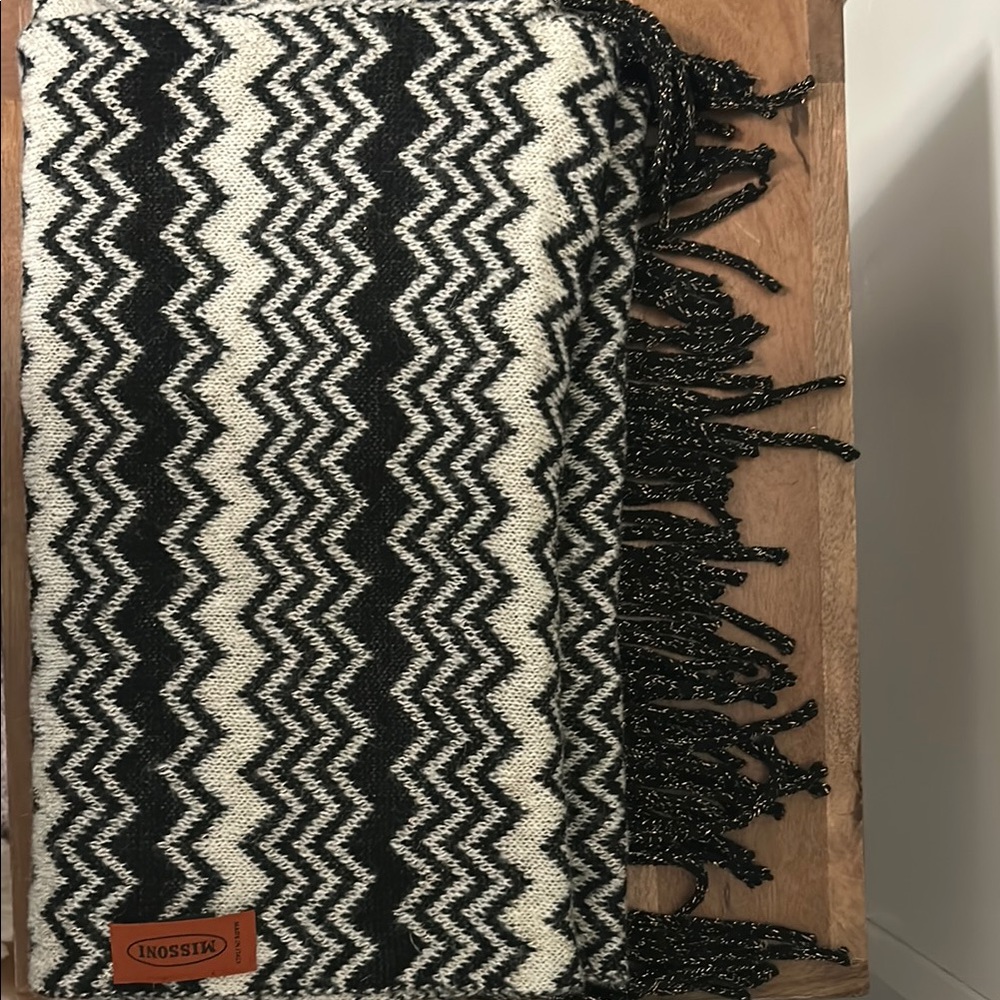 Missoni Black and White Zigzag Scarf